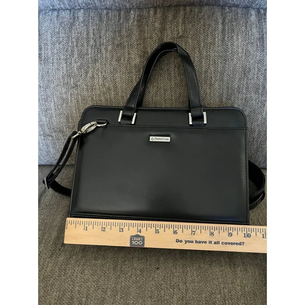 Franklin Covey Black Leather Briefcase Bag Planner Portfolio Cover Unused